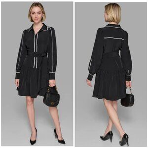 KARL LAGERFELD PARIS Women's Button-Front Fit and Flare Shirtdress Size 14